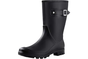 Evshine Women's Mid Calf Rain Boots Waterproof Garden Shoes
