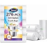 Teivio Mini Clear Trash Bags 0.5 Gallon 276 Count 11"x12" Unscented | Fit 1-2 Liters,0.8 Gal,Leakproof,Tiny Plastic Garbage Bags,Desktop Can Liners for Kitchen Bathroom Office Car dog poop