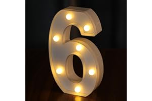 IFDGCTK Light Up Numbers, Led Letter Lights 10 Number, Decorative Lighted Letters, Battery Powered Led Marquee Numbers for Party, Bar, Night Light, Home Decor(Number 6)