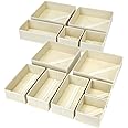 DIMJ Drawer Organizer Clothes, 12 Pack Dresser Organizer, Foldable Closet Organizers and Storage, Fabric Dresser Drawer Organizers, Drawer Dividers for Nursery, Baby Clothes, Underwears, Sock (Beige)