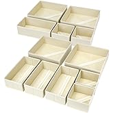 DIMJ Drawer Organizer Clothes, 12 Pack Dresser Organizer, Foldable Closet Organizers and Storage, Fabric Dresser Bins, Drawer Dividers for Nursery, Baby Clothes, Underwears, Sock (Beige)