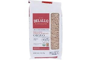 DeLallo, Orzo No. 65, 100% Whole Wheat Pasta, 16 oz (454 g) - 2pcs