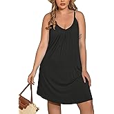 IN'VOLAND Womens Plus Size Nightgown Sleeveless Sleepwear Sleep Tank Chemise Sleepshirts Slip Night Dress (L-5XL)
