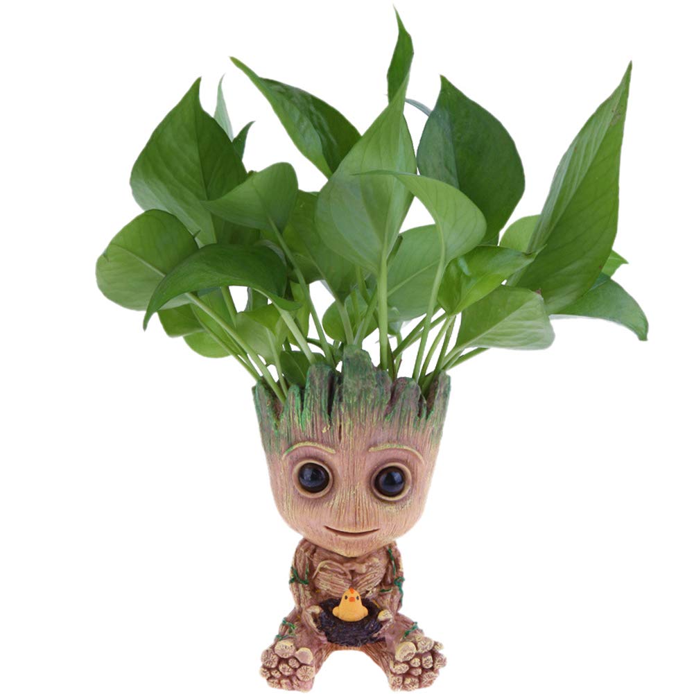 SLOCME Baby Groot Flower Pot - Guardians of The Galaxy Groot for Pen Holder、Desk Ornament、Plants Pot with Drainage Hole