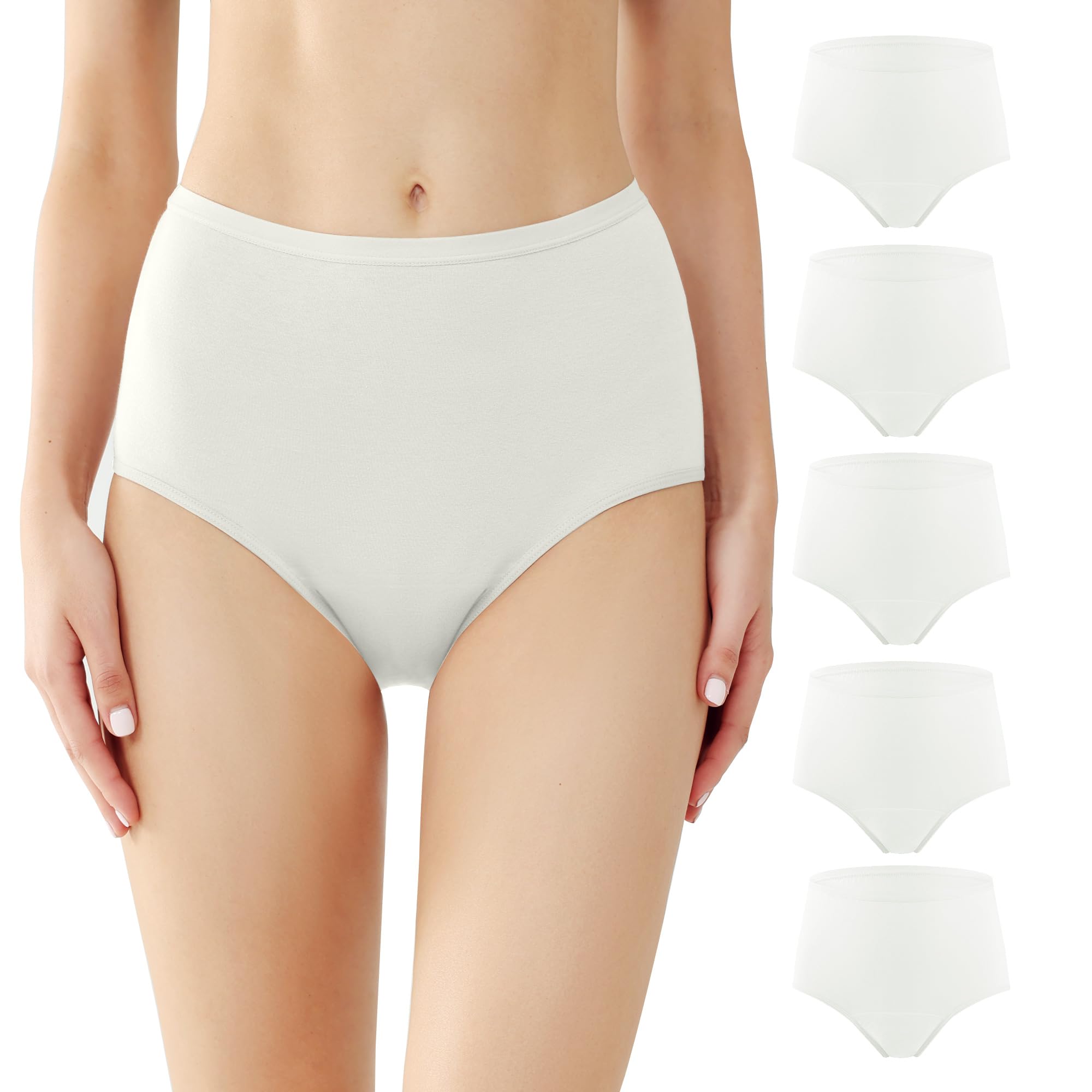 Photo 1 of Battewa Incontinence Underwear for Women Washable, Leak Proof Underwear High Waist Cotton,Bladder Leakage 50ML (5White, X-Large, 5 Pack)