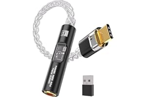 USB C to 3.5mm Audio Adapter with Dual Chip CX31993 MAX97220 DAC & HiFi Amplifier, 8-Strand 4N Single Crystal Silver-Plated C