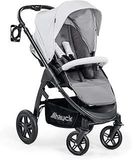 Hauck Saturn R All-Terrain Sportwagen + Beindecke, drehbar, bis 25 kg, XL Verdeck, Getränkehalter, höhenverstellbar, kompakt faltbar, kompatibel mit Babywanne &amp; Babyschale, silber grau