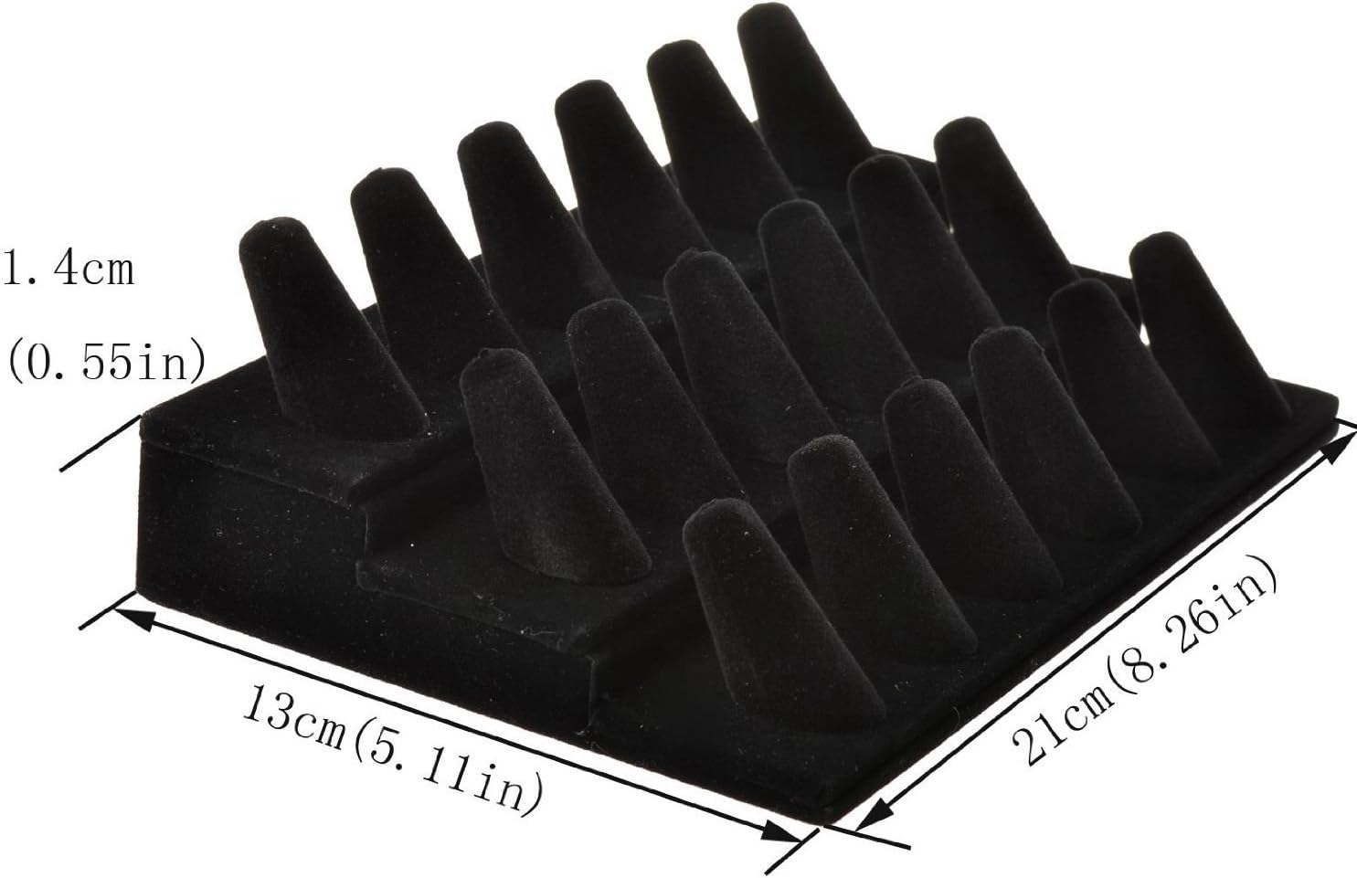 Bocar Black Velvet Finger Ring Display Showcase Organizer Holder Jewelry Storage Counter (18JZZ): Home & Kitchen