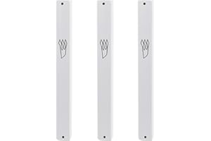 HolYudaica 3-Pack - Classic Aluminum Mezuzah Case for Mezuzah Scroll (with Nail), Easy Peel and Stick, (Scroll Not Included) - Weather Proof - Door Mezuzah Made in Israel (White, 5.5inch)