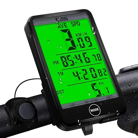 synmixx Fahrradcomputer Kabellos LCD Großbildschirm Fahrradtacho Drahtlos 27 Funktionen Radcomputer Tachometer Wasserdichte F