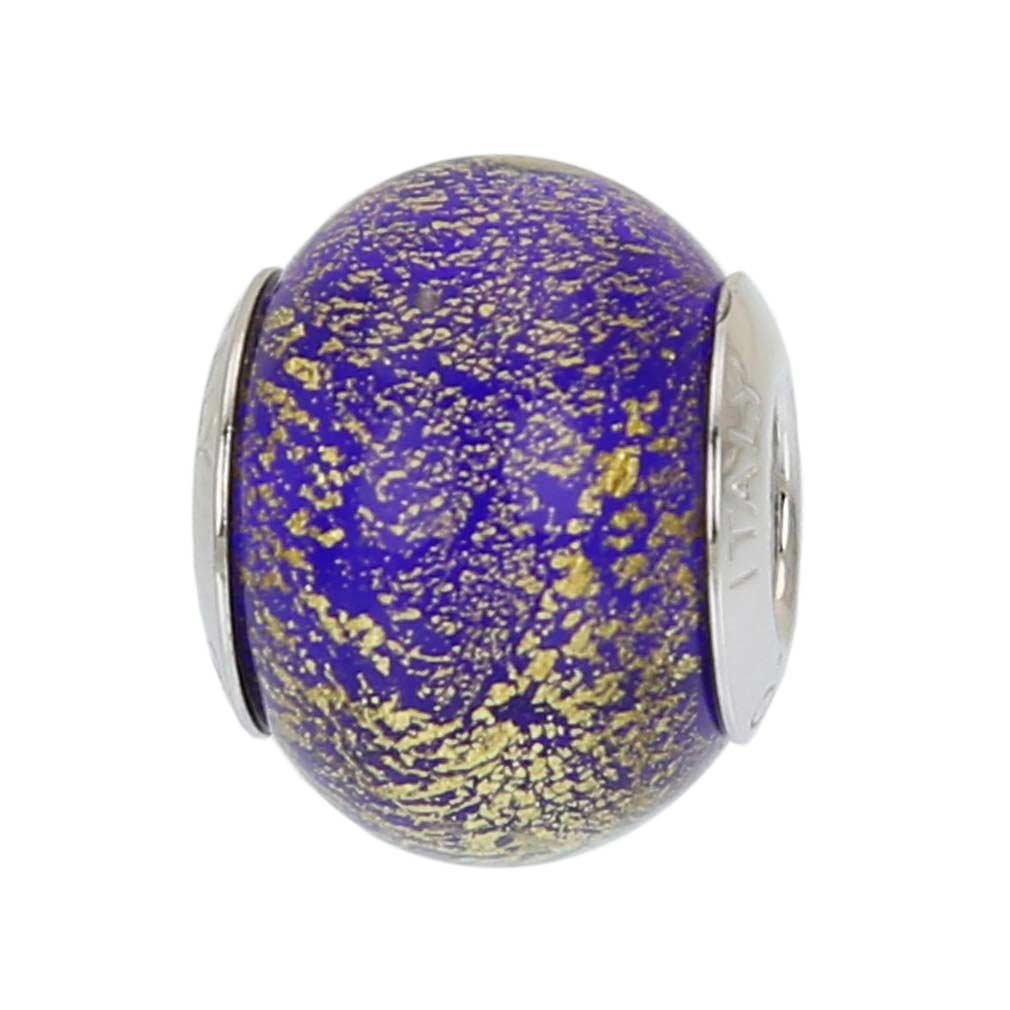 Glass Of Venice Murano Glass Sterling Silver Ca D'Oro Blue Charm Bead