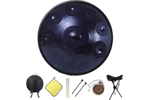 NUOSHENG Handpan 22 Inch D Minor Kurd 9 Notes Drum Instrument for Professional Performance, 440HZ Sound Drums for Adults With Bag, Wiping Cloth, and Bracket