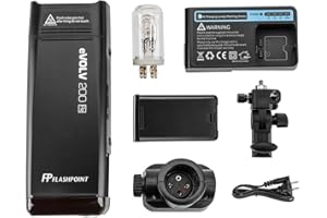 Flashpoint eVOLV 200 R2 TTL Pocket Flash Kit - 200Ws, 1/8000 HSS, 500 Full Power Flashes, 0.01-1.8s Recycling w/2900mAh Battery, Bare Bulb/Speedlite Flash Head Monolight for Strobe Light Photography