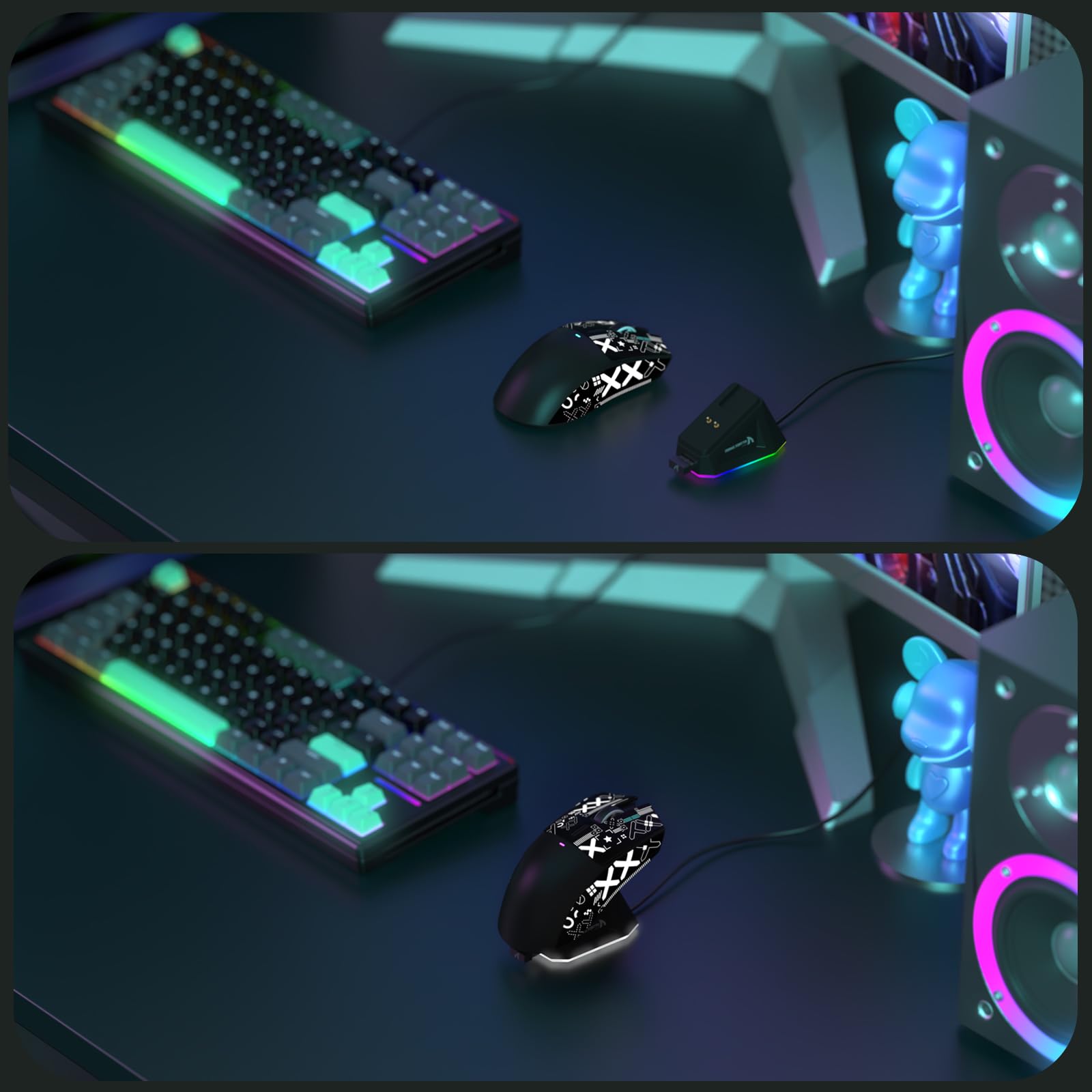MAGIC-REFINER Attack Shark X11 59g Superlight Wireless Gaming Mouse with Grip Tape, RGB Charging Dock，BT/2.4G Wireless/Wired Pc Mouse, 22000 DPI,5 Programmable Buttons for Pc/Mac(Black)