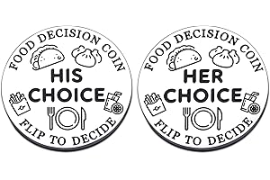 TI-EDC Funny Food Decider Decision Coin 11 Year Anniversary for Her Him Valentines Day Gifts for Her Him Women Men Date Night Ideas Birthday for Boyfriend Girlfriend Wedding Gifts for Newlywed,Silver