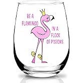 Flamingo Gifts for Women,Flamingo Lover Gifts for Her,Christmas Flamingos Gift for Women,Birthday,Mothers Day Gift for Womens,15 Ounces Wine Glass