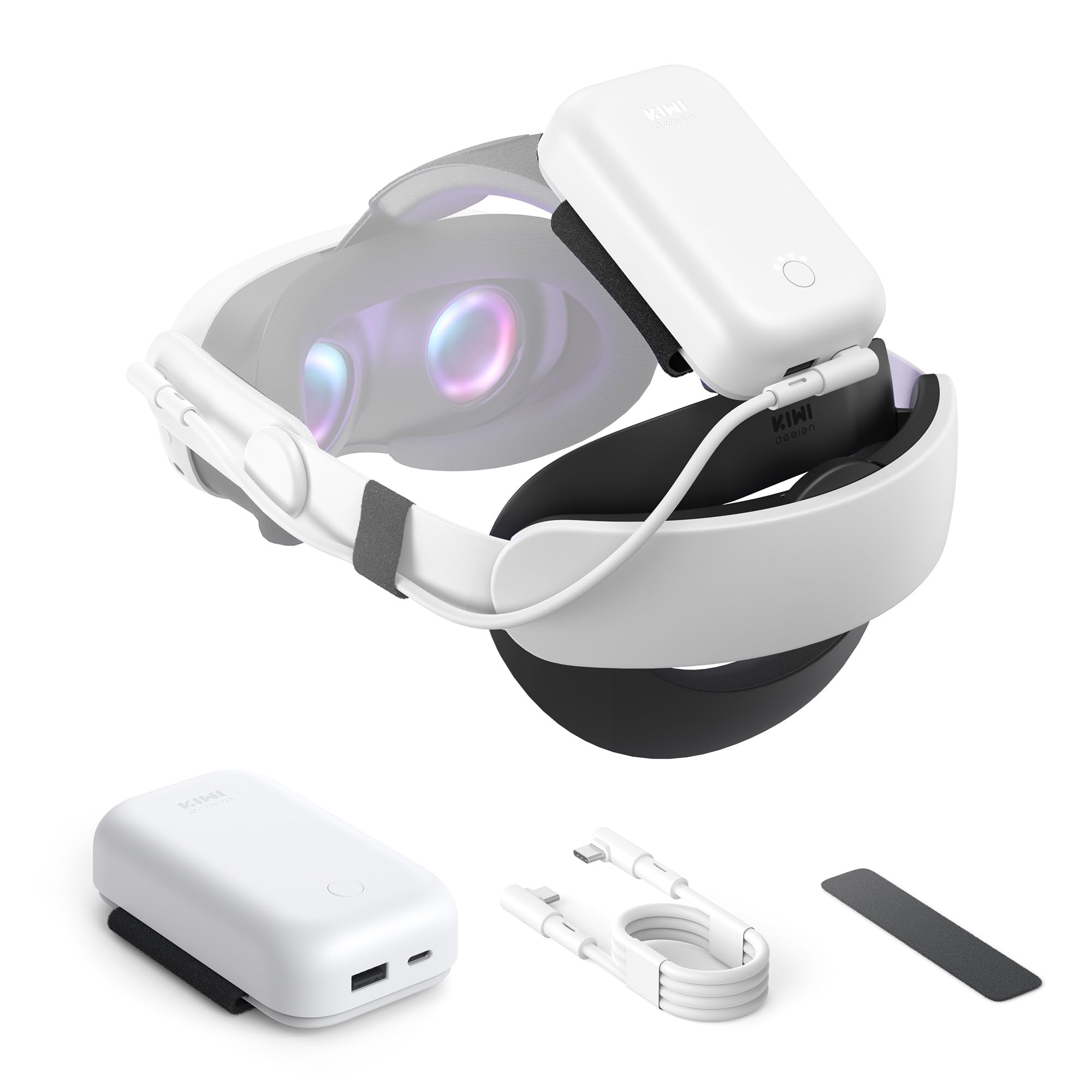 KIWI design B1 Plus 10000mAh Battery Pack Compatible with Meta Quest 3S/Quest 3/Quest 2 Accessories, Power Bank for Balanced Head Pressure and Extended Play Time (Not Including The Head Strap) Image