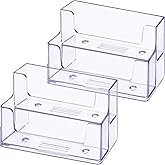 Onwon 2 Pieces Clear Business Card Holder 2 Tiers Plastic Card Stand Organizer Card Holder Display for Home Office, 120 Cards Capacity