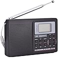 Portable Digital AM FM Stereo Radio FM/AM/SW/LW/TV Sound Digital Tuning Full-Band Radio Receiver with Alarm Clock, Radio AM FM Portable Radio SW Petite with Mute State/Frequency Lock (Step Value 10k)