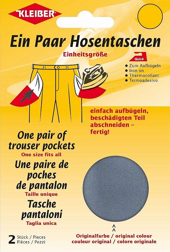 Kleiber Iron-On Replacement Trouser Pockets, Dark Grey