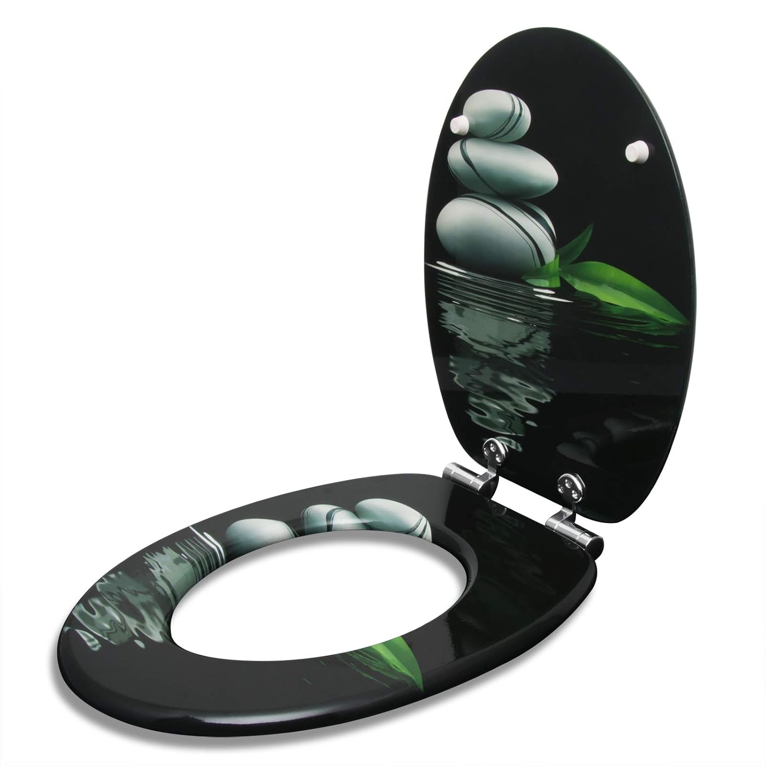 eSituro Wooden Soft Close Toilet Seat with Adjustable Hinge Buffers for