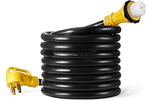 WYM world 50 Amp Generator Cord,15FT 50 Amp 4 Prong RV Extension Cord with Twist Lock,NEMA 14-50P Male to SS2-50R Female Heavy Duty 50Amp AWG STW Wire for RV Camper Generator to House