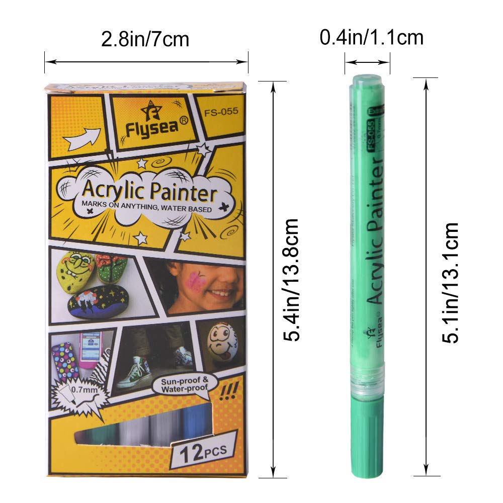 Acrylic Paint Marker,Sunvito 12 Colors Paint Art Markers Pens,0.7 mm Extra Fine Point Paint Pen for Rock Painting,Ceramic,Wood,Glass,DIY Craft and Most Surfaces