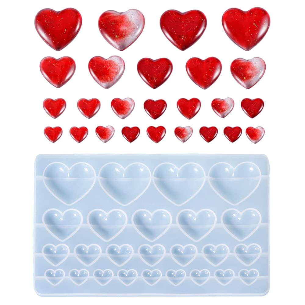 3D Heart Shape Resin Molds 25 Cavities Silicone Casting Epoxy Resin Mold Decorative Love Heart Silicone Moulds for DIY Crafts Jewelry Gift Souvenir Pendant Earring Keychain Decoration