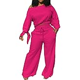 Casual 2 Piece Outfits for Women Sexy Long Sleeve Sweatsuit Jogging Long Pants Sets Tracksuit with Pockets