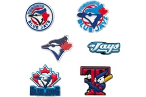 6 Pcs Blue Jays Historical Logos Shoes Charms, Baseball Team Shoes Accessories Decoration Party Gifts for Baseball Fans