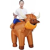 Simgoing Inflatable Highland Cow Costume - Adult Halloween Blow Up Cow Themed Party Costume Cosplay Ride On Animal Suit for Men & Women
