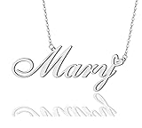 AOLO Mary Heart Name Necklace Silver Stainless