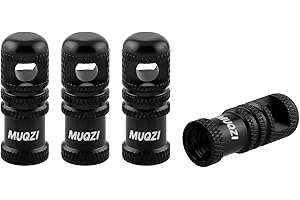 MUQZI Bike Tire Caps Tubeless Presta Valve Stem Covers, Easy to Use Bike Tire Caps Dust Covers, Durable Alloy Tire Valve Cap, Black