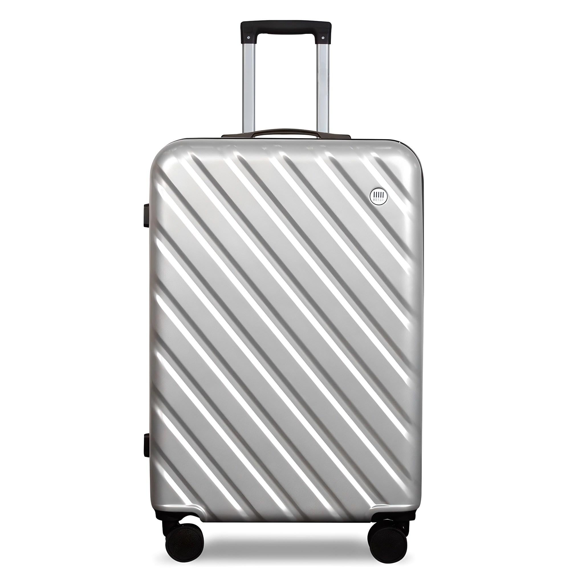 HotWay 28 Inch Expandable Checked In Luggage, Lightweight Hardshell Luggage with Spinner Wheels, Sil