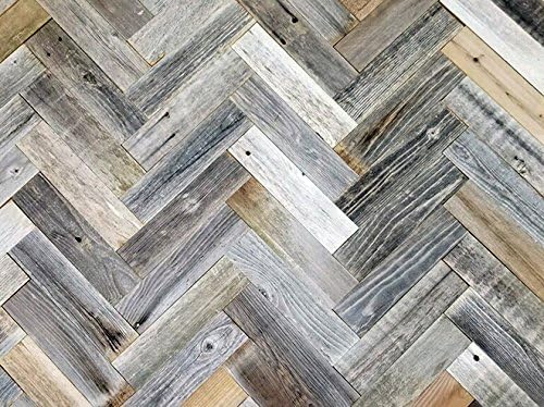Vinta Wood Herringbone Reclaimed Barnwood Wall Planks - Easy DIY Peel and Stick Installation - Rustic Barn Wood - 10 Sq. Ft.