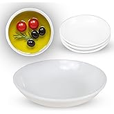 Iconikal 4-Pack Round White Ceramic Dipping Oil Dishes or Planter Saucers