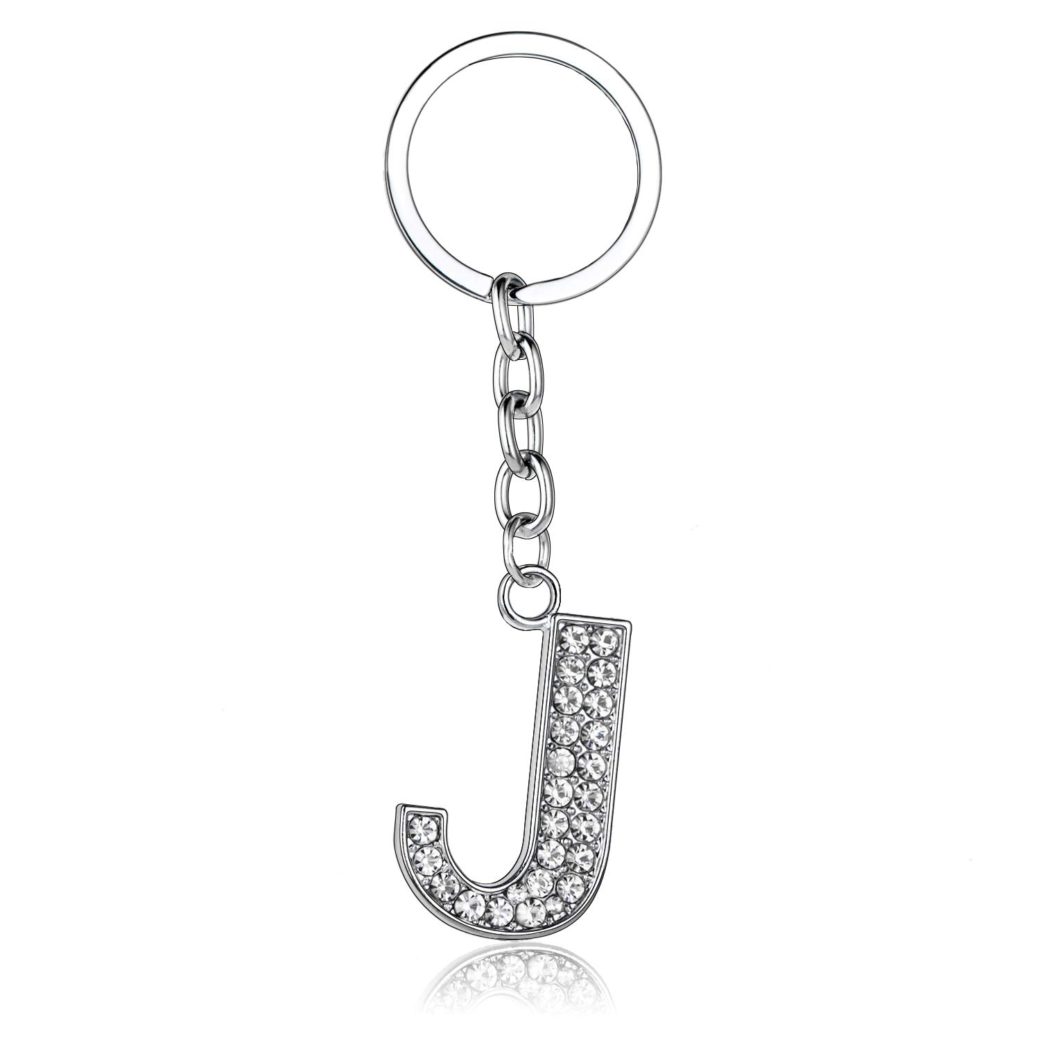 BESPMOSP A-Z Letter Keychain Keyring Crystal Shiny Family Best Friend Jewellery (J) — image 1