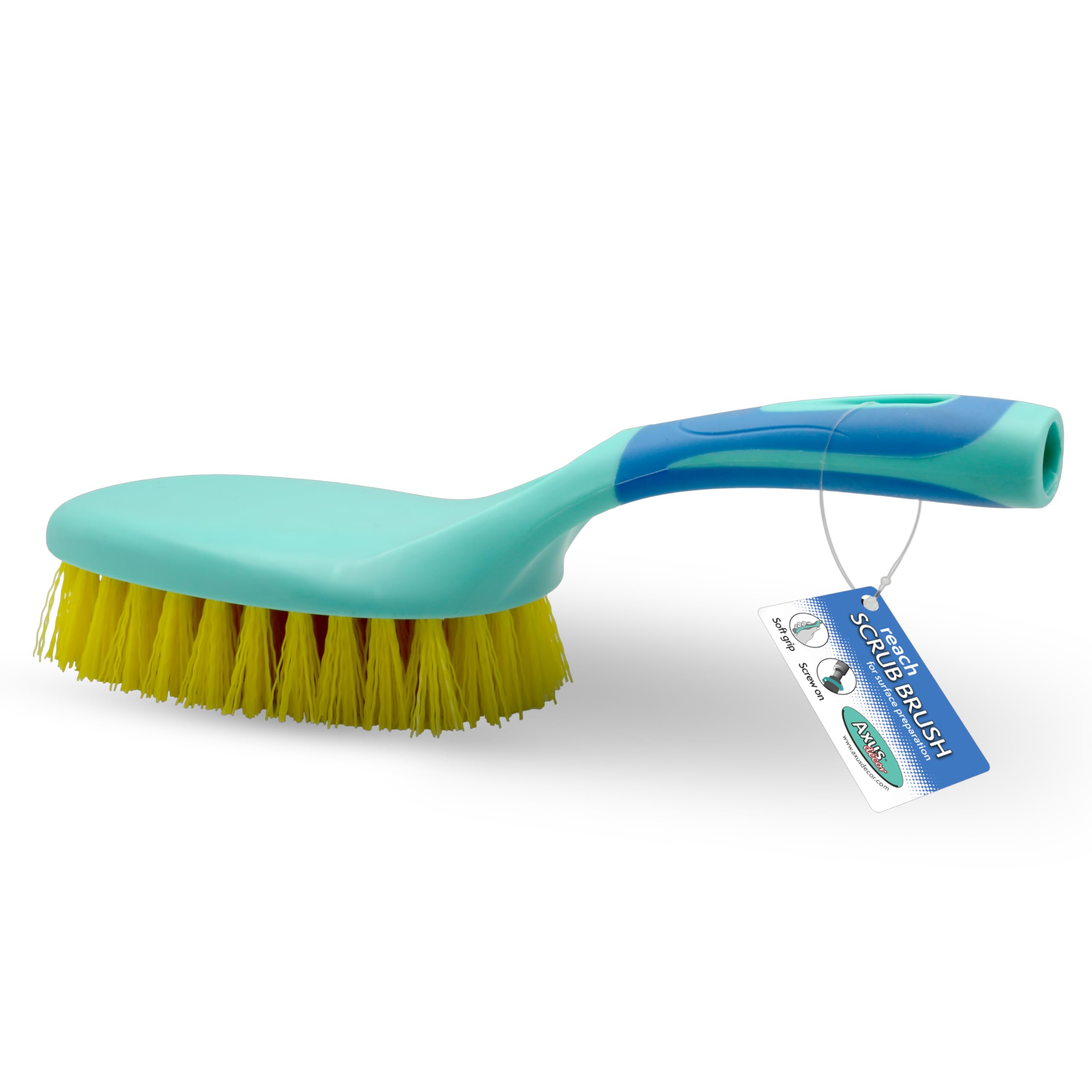 Axus Decor Handy Scrub Brush (Blue Series) Chemical Resistant Bristles and Ergonomic Handle - Heavy Duty Scrubbing Brush For Home, Garden, and Industrial Use - Suitable for Left & Right Handed Users