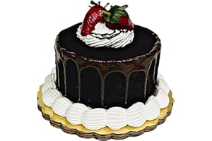 Dezicakes Fake Cake – Chocolate Fudge Artificial Cakes for Display – Faux Cake Decorations for Home & Kitchen - Cake Plate Fake Food Desserts - Chocolate Fudge Drizzle Cake