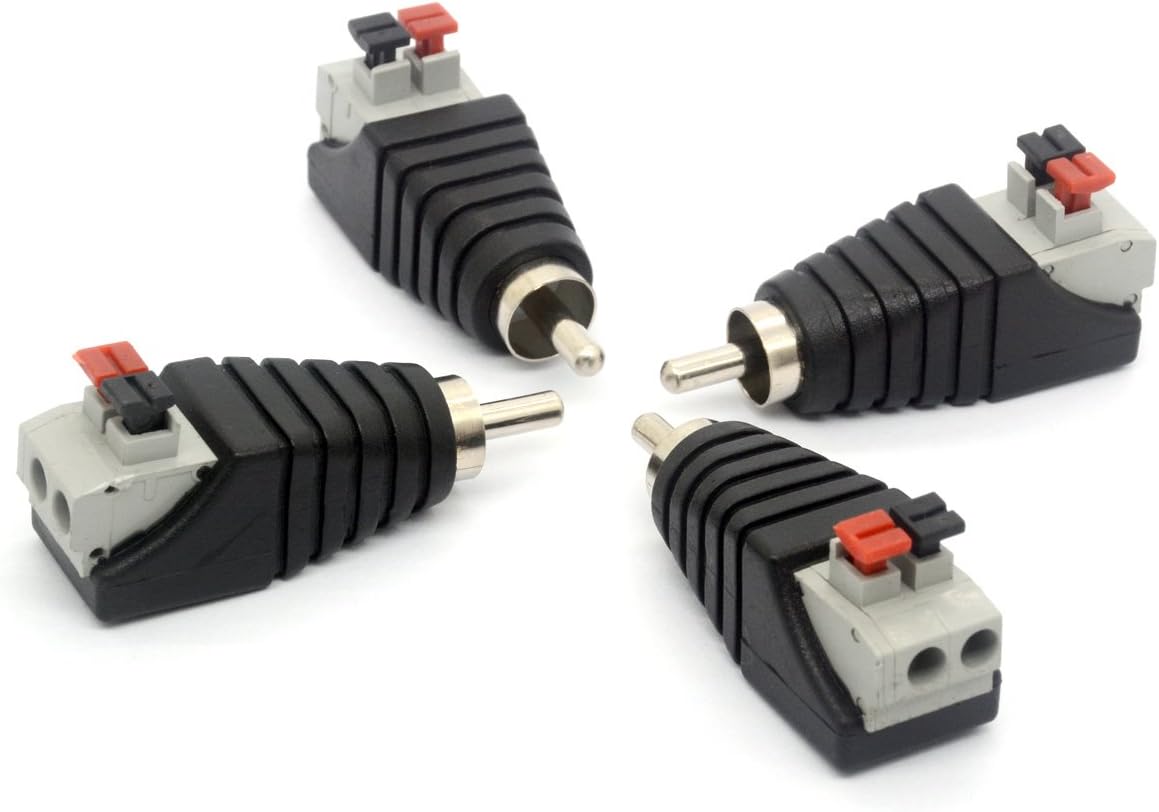 HTGuoji Speaker Phono RCA Male Plug to AV 2 Screw Terminal Female Audio Video Balun Spring Press Type Adapter DC Power Connector for CCTV (RCA Male To AV 2 Screw Female) - Image 5