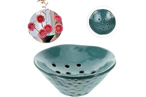 Elifinds Flower Frogs Ceramic Vase Bowl Japanese Floral Arrangement Holder Ikebana Pin Shaper Plant Supplies Flower Pot Lotus Pod Shaped Container (Green)