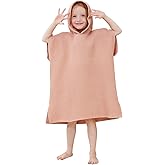 BANGSAUR Hooded Poncho Towel for Toddlers Babies Cotton Lightweight Cover-up Bath Beach Changing Towels, 2-5 Years,Salmon,23.6in