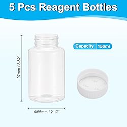 PATIKIL 5 Pcs 150ml Reagent Bottles, PET Wide Mouth
