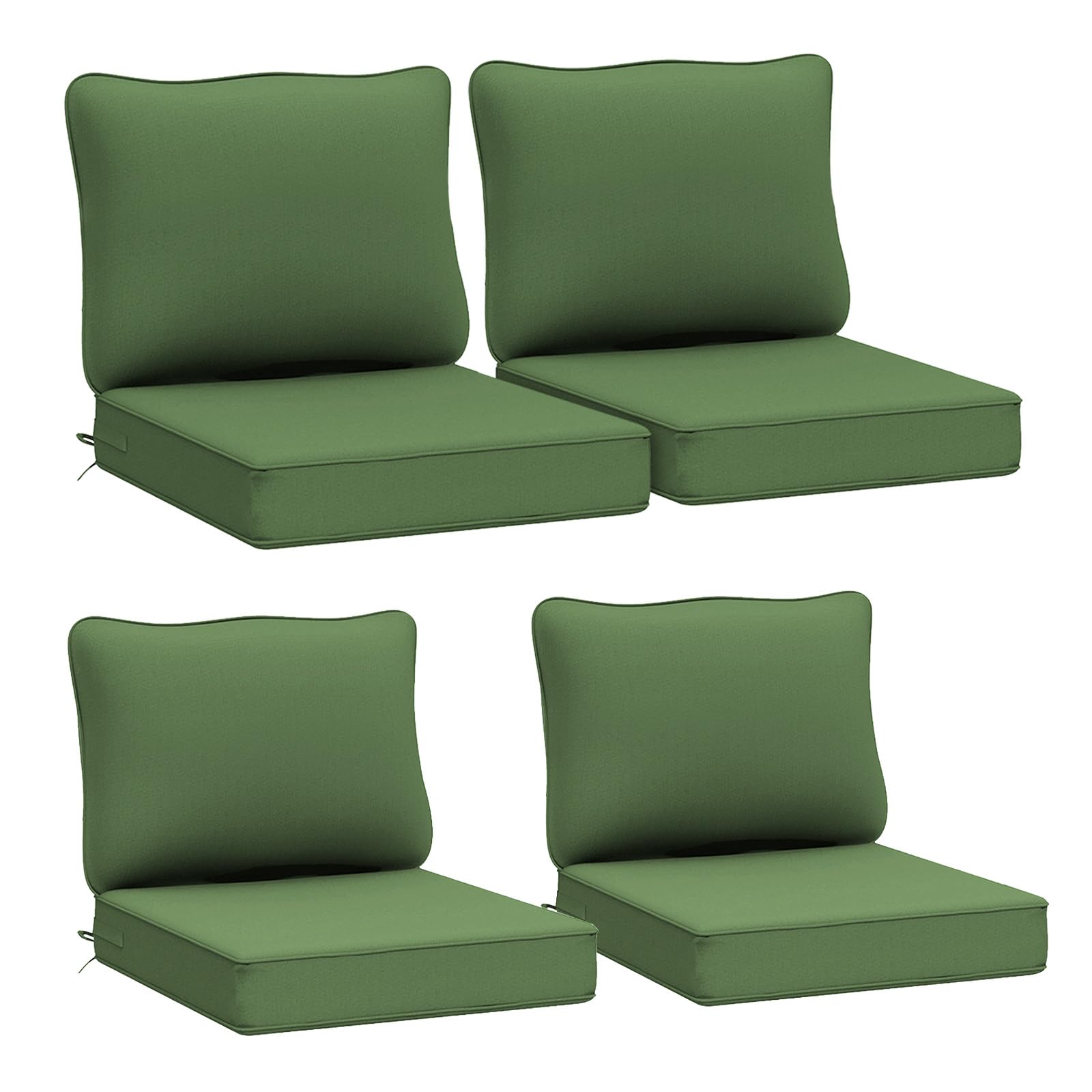 Photo 1 of AAAAAcessories Outdoor Deep Seat Cushions, Waterproof, Fade-Resistant Patio Furniture Replacement Cushions, 24" x 24" x 5", Set of 4, Dark Moss Green