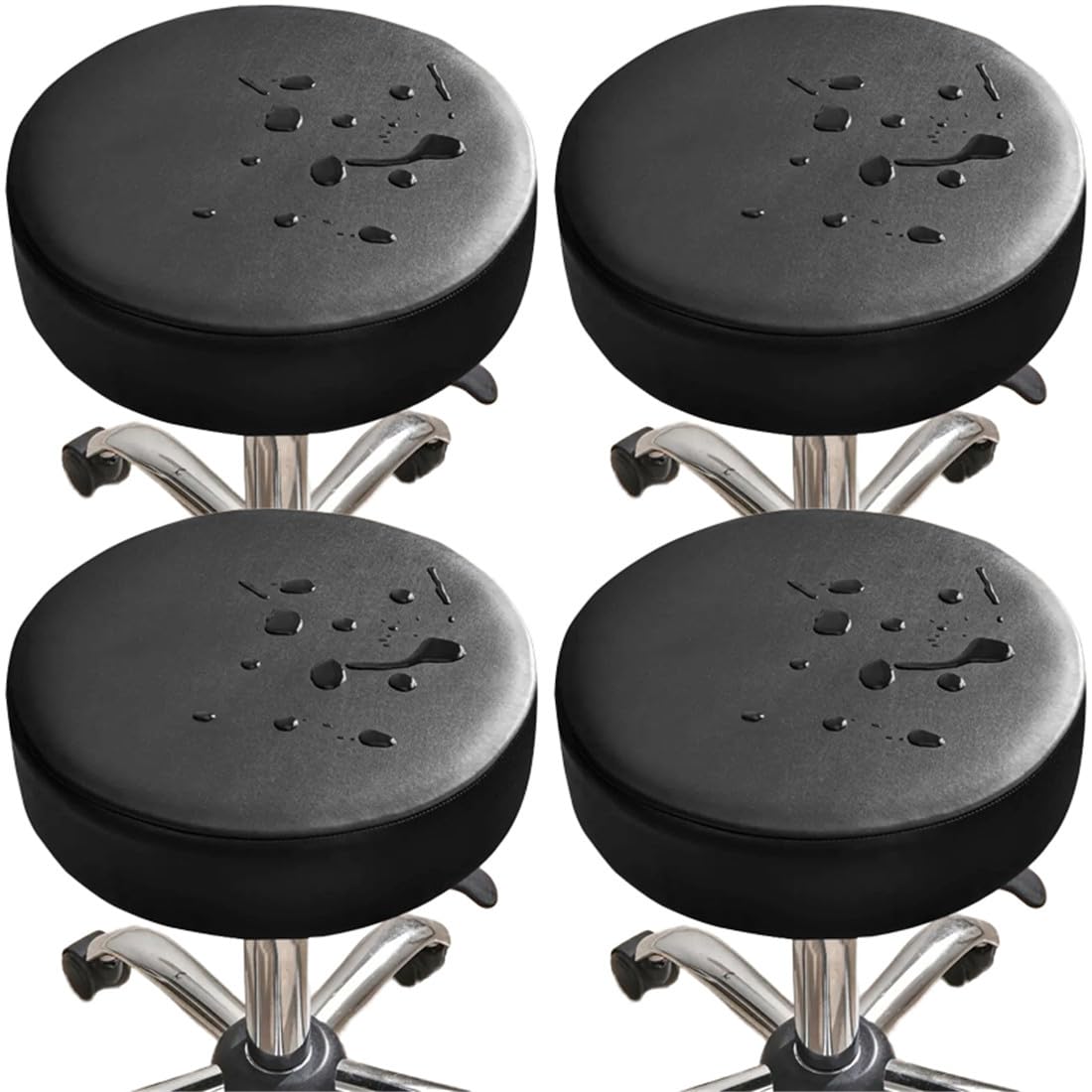 Photo 1 of SZJIAHTM 4 Pcs PU Leather Dustproof Round Bar Stool Covers Waterproof Round Bar Stool Seat Covers Bar Chair Seat Covers for Home Restaurant Chair Furniture Protector