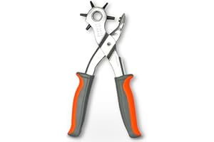 Leather Hole Punch Tool, BILLION GOLD Revolving Belt Hole Puncher for Leather, Multi Sized Hole Puncher Plier for Watch Strap