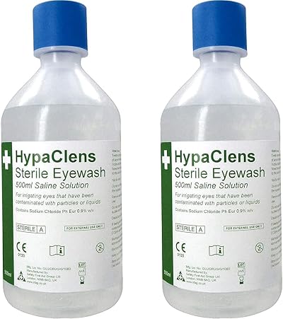 Safety First Aid HypaClens Emergency Eyewash 500 ml Pack of 2 0.9% NaCl