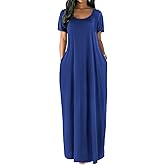 Nimsruc Women Summer Long Dress Casual Sexy Short Sleeve Loose Maxi Dresses for Women 2025