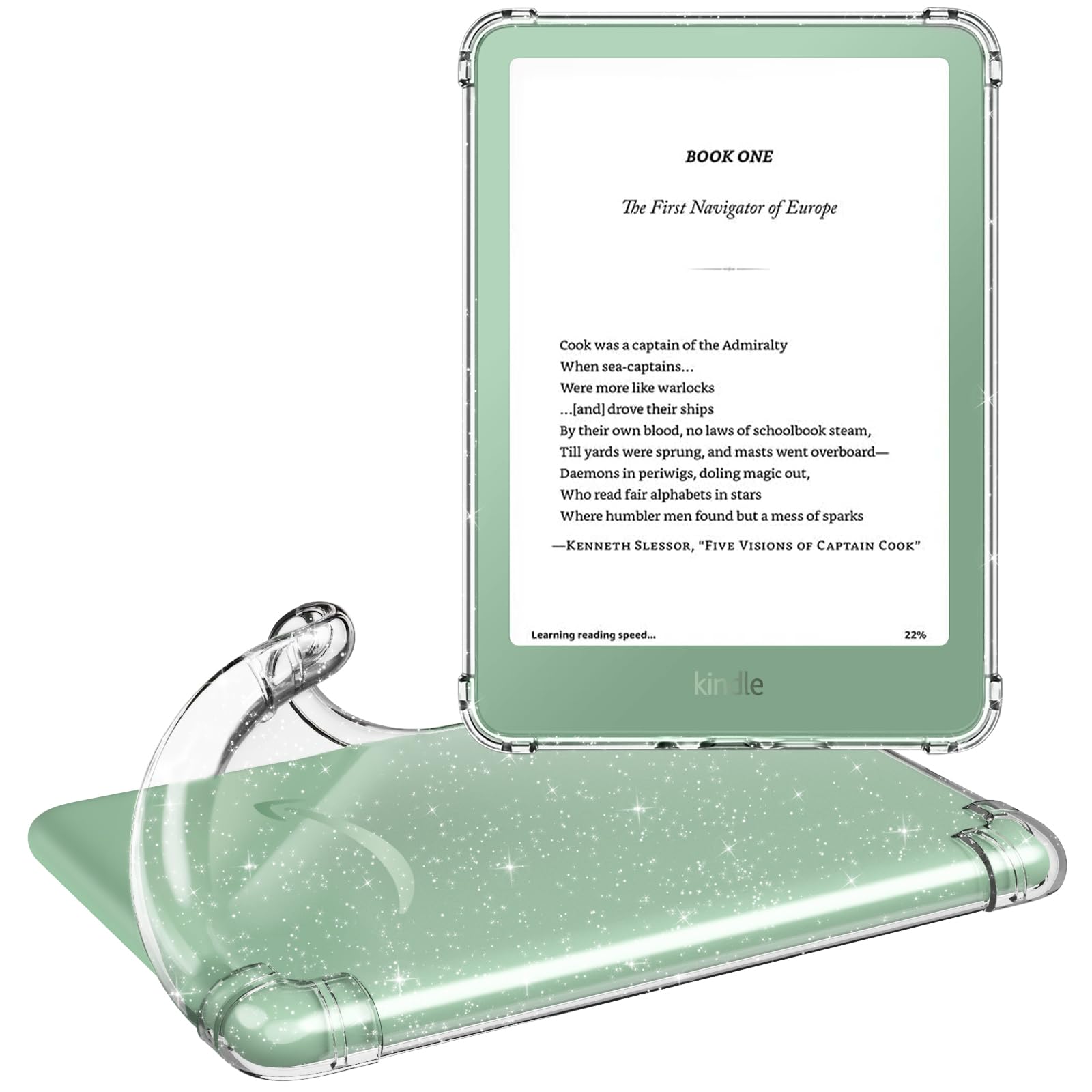 MoKo Case for 6" ALL-New Kindle (11th Generation-2024/2022 Release), Ultra Clear Soft Flexible Transparent TPU Skin Bumper Back Cover Shell, Clear Glitter