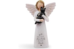 BORLESTA Cat Memorial Gifts for Loss of Cat, Pet Memorial Gifts for Cats, Loss of Cat Sympathy Gift, Passed Away Cat Gifts, Hand-Painted Cat Figurines Angel (Black)